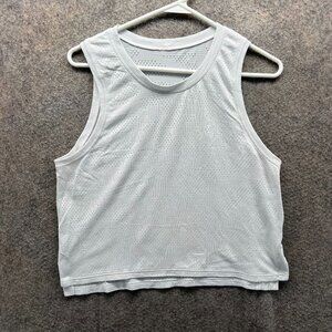 Lululemon Tank Top Women 8 White Mesh Sleeveless Athletic Activewear Training